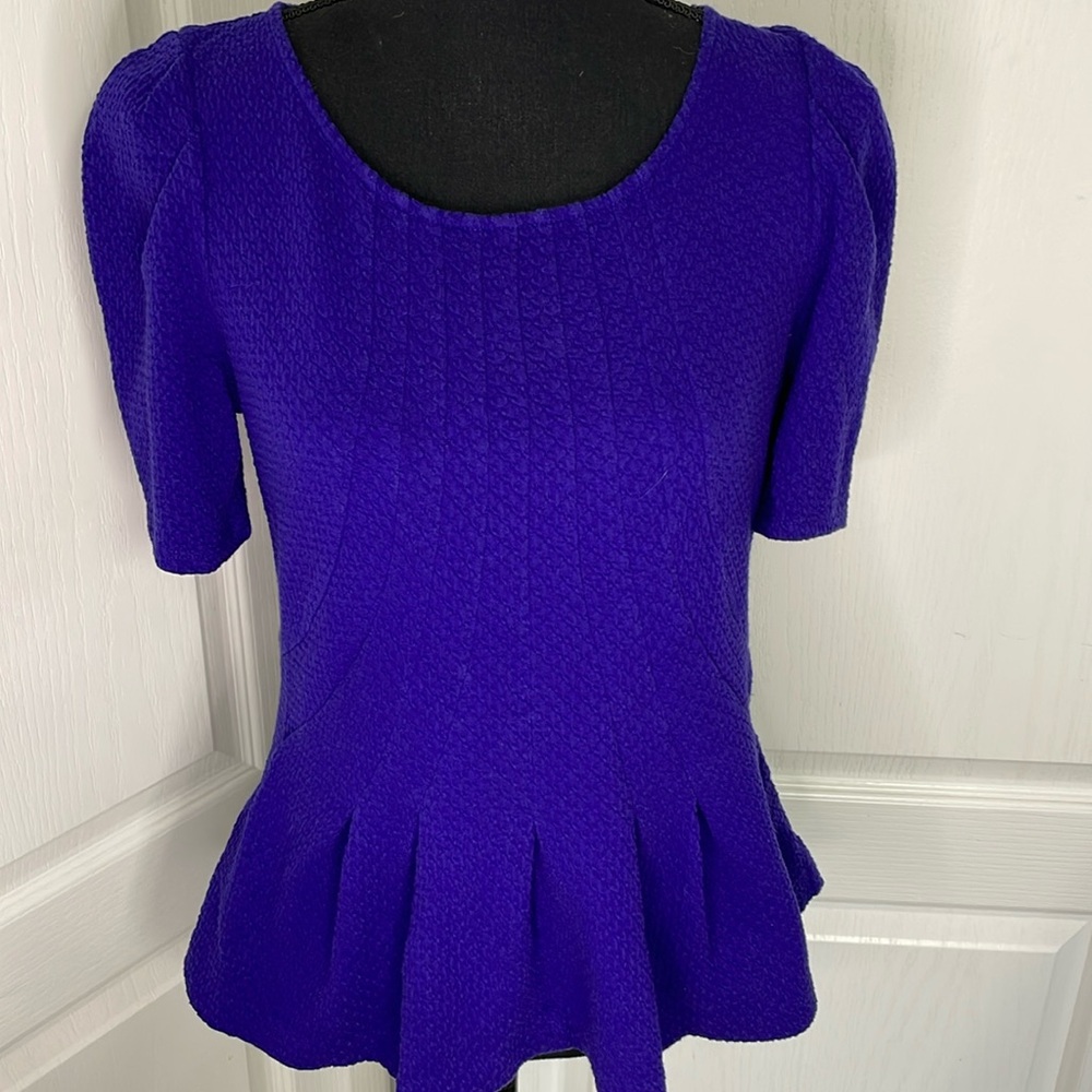 Anthropologie peplum top dark purple size M office realtor work
